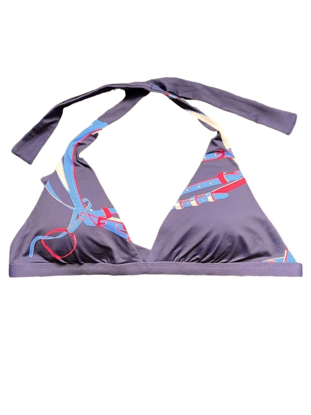 J. McLaughlin Malibu Bikini Monterrey Belts Red White + Blue on Navy Halter